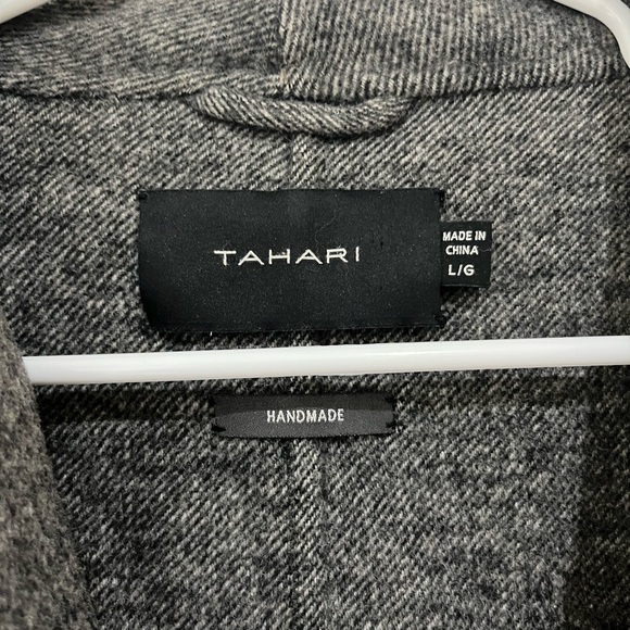 TAHARI Charcoal Gray Wool Coat size large - Picture 2 of 8